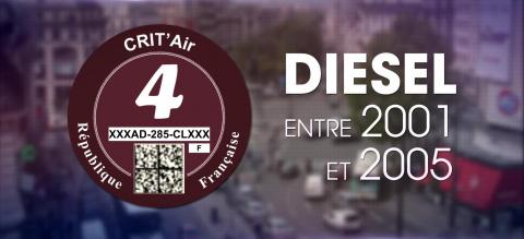 vignette crit air Paris numéro 4 interdite à la circulation